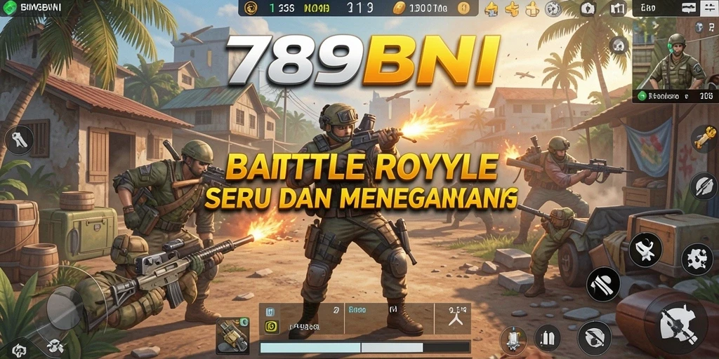Tampilan screenshot utama gameplay battle royale yang mendebarkan.