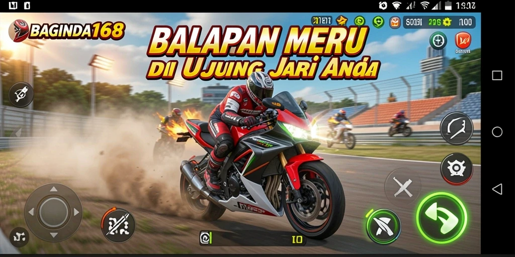 Gameplay menarik di BAGINDA168 dengan balapan motor yang seru.