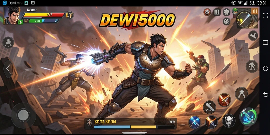 Screenshot gameplay DEWI5000 menampilkan aksi pertarungan seru.