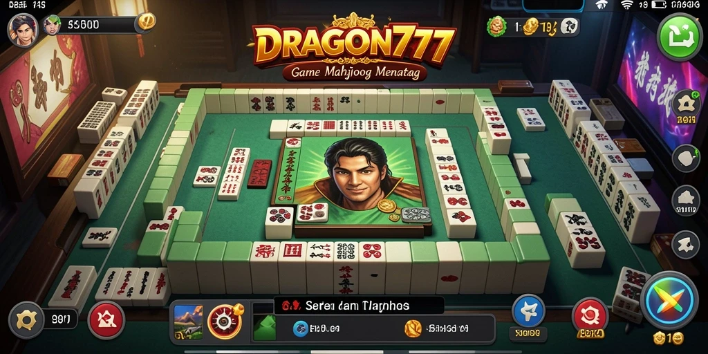 Tampilan gameplay Mahjong yang seru dalam DRAGON777.