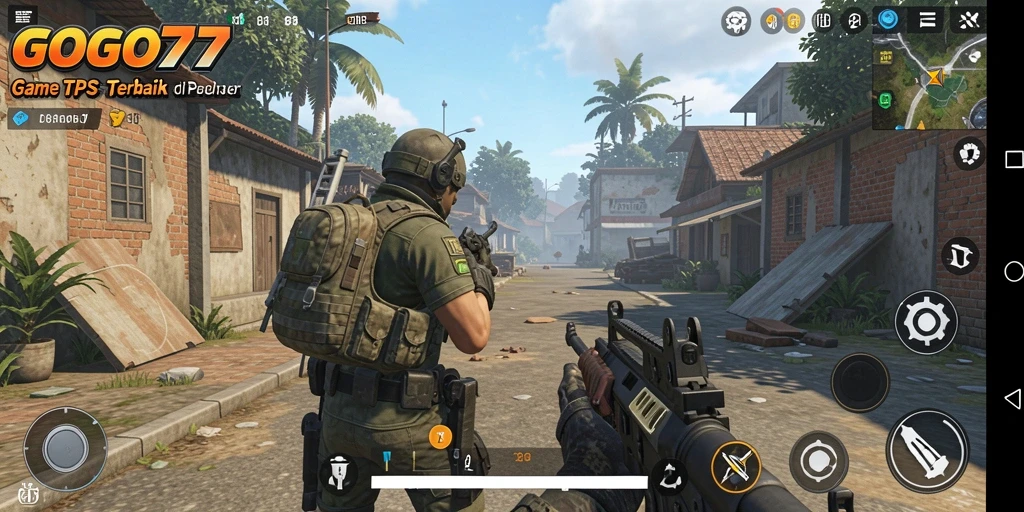 Screenshot gameplay GOGO77 menampilkan aksi seru di medan perang.