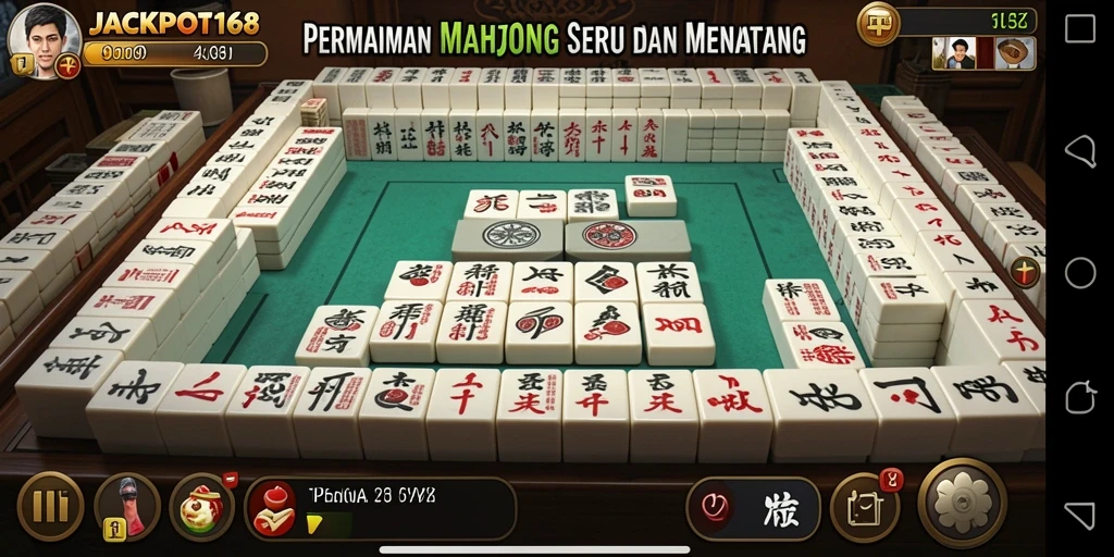 Tampilan gameplay Mahjong yang seru di JACKPOT168.