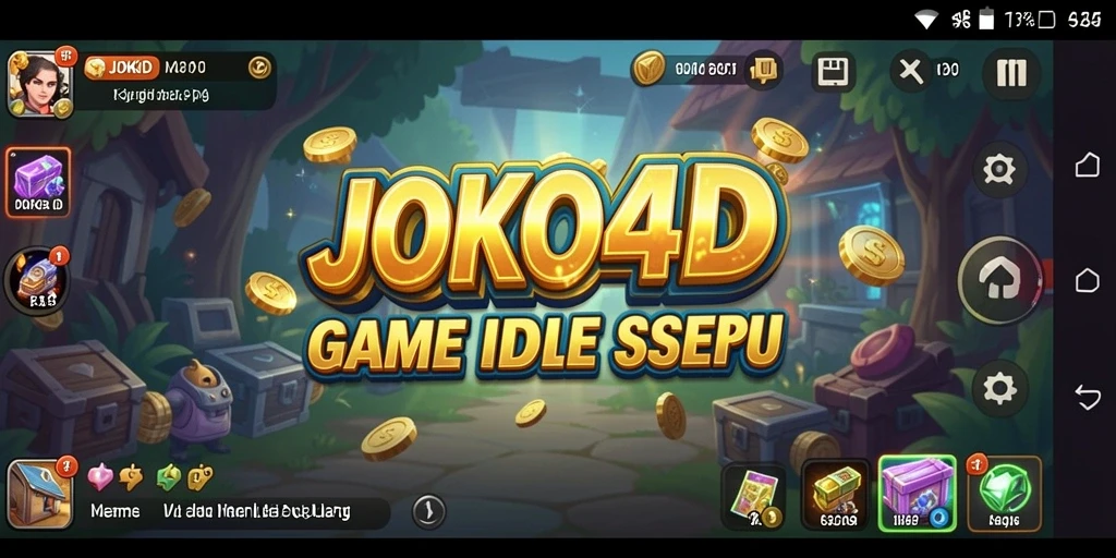 Screenshot gameplay JOKO4D menampilkan karakter yang mengumpulkan sumber daya secara otomatis.