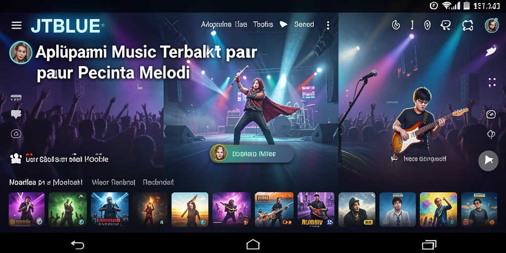 Tangkapan layar utama JTBLUE menampilkan gameplay musik yang menarik.