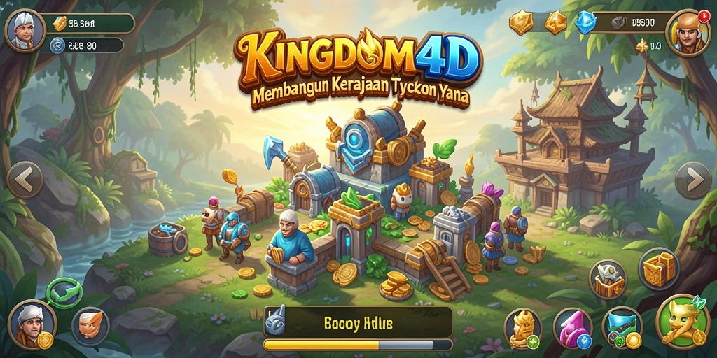 Screenshot gameplay KINGDOM4D menampilkan aksi membangun kerajaan yang seru.