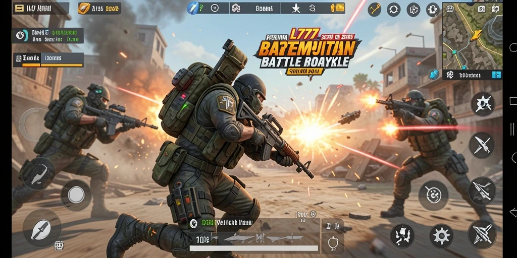 Screenshot L777 menampilkan gameplay Battle Royale yang seru dan penuh aksi.