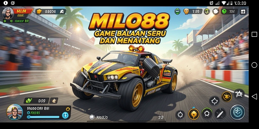 Tampilan gameplay balapan seru di MILO88 dengan trek yang menantang.