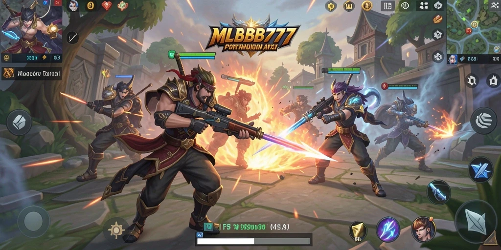 Tangkapan layar gameplay <strong>MLBB777</strong> menunjukkan aksi tempur yang mendebarkan dan penuh strategi.
