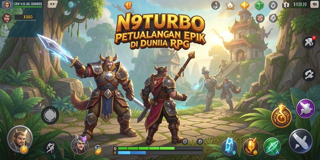 Tampilan utama gameplay RPG N9TURBO yang menakjubkan.