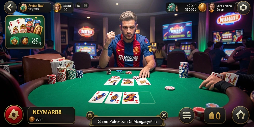Tampilan gameplay seru dari NEYMAR88 dengan fitur poker yang menarik.