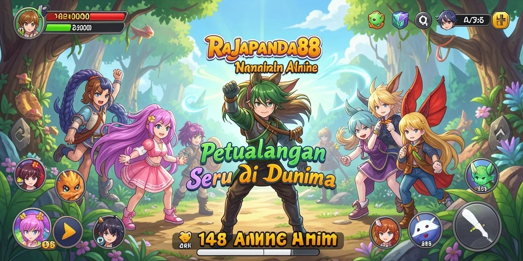 Tampilan utama gameplay RAJAPANDA88 yang seru dan penuh warna.