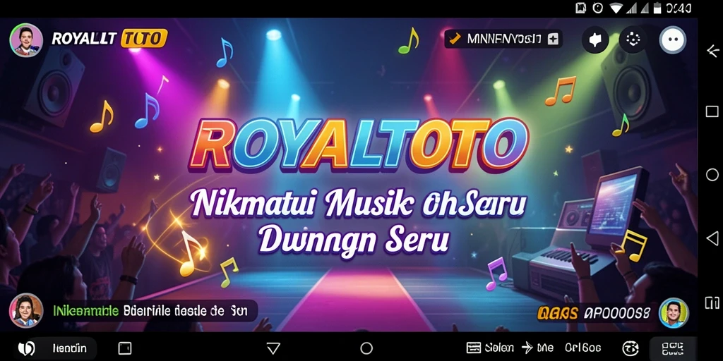 Tampilan gameplay interaktif ROYALTOTO dengan musik yang menyenangkan.