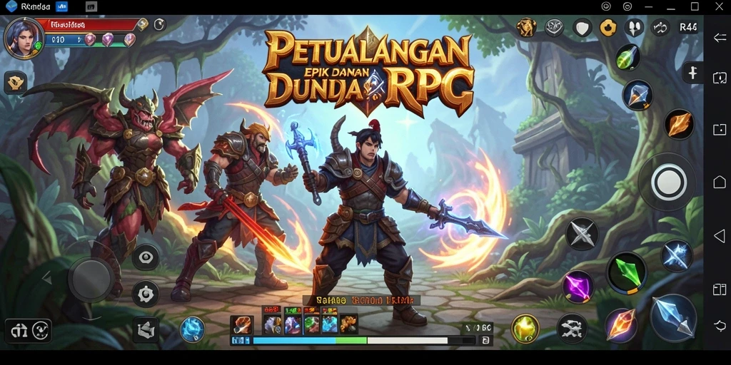 Screenshot gameplay menampilkan pertempuran seru dalam dunia RPG.