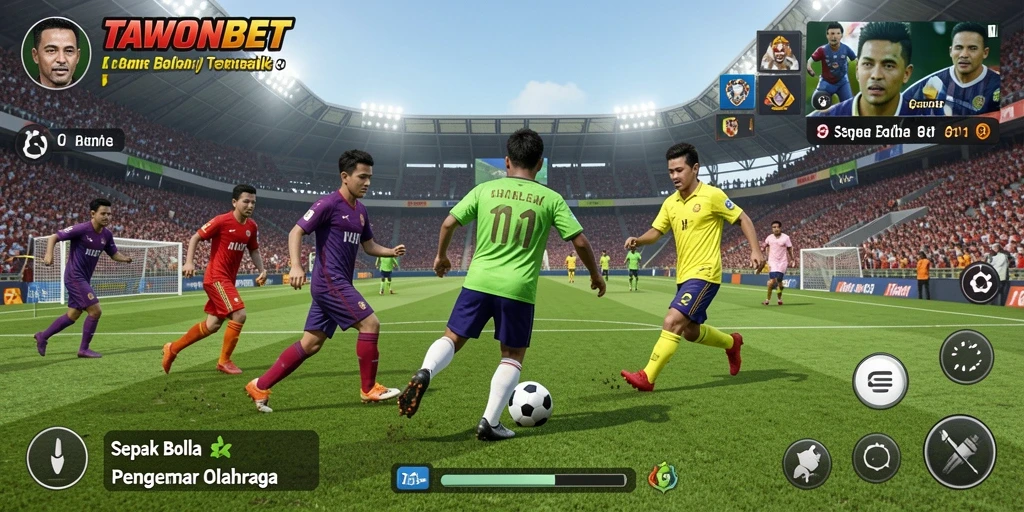 Tampilan gameplay seru dalam TAWONBET dengan aksi pertandingan nyata.