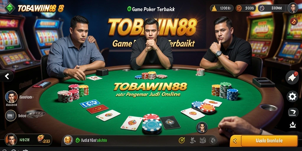 Tampilan permainan Poker yang menegangkan di TOBAWIN88.